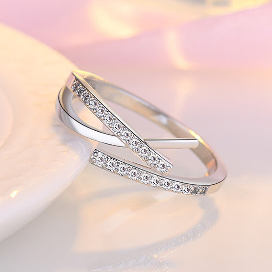 Elegant Cross Ring - Rose Gold & White Gold Adjustable Design