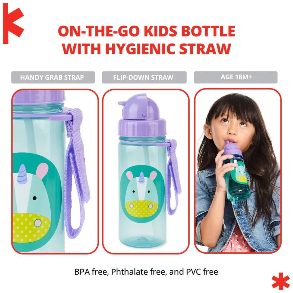 SkipHop - Zoo Straw Bottle - Unicorn - 390ml