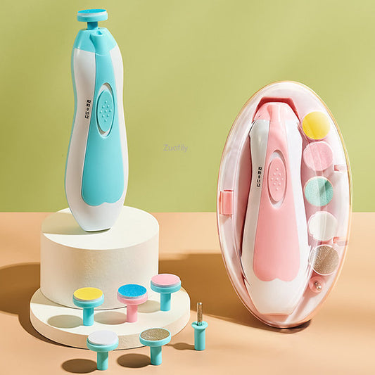 Electric Baby Nail Trimmer - Quiet Safe 6-in-1 Grooming Kit (LED + Cushioned Pads)