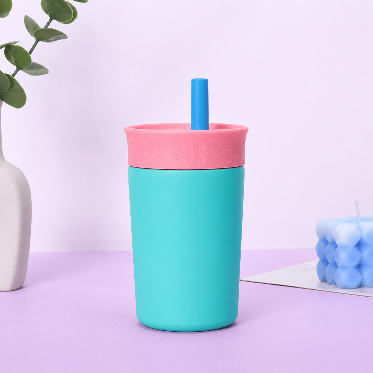 Cotton Candy - Pink - Kids Stainless Steel Straw Tumbler 12oz (360ml)