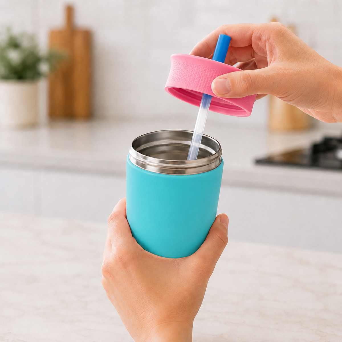 Cotton Candy - Pink - Kids Stainless Steel Straw Tumbler 12oz (360ml)