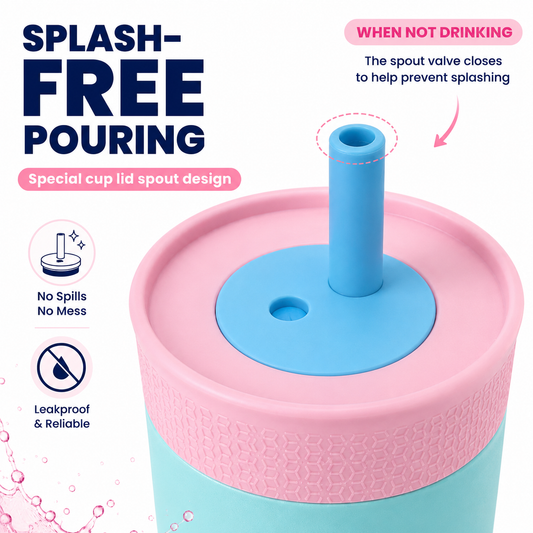 Cotton Candy - Pink - Kids Stainless Steel Straw Tumbler 12oz (360ml)