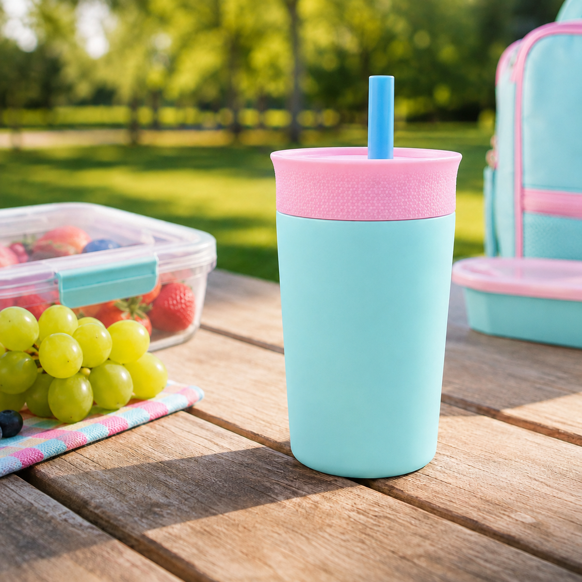 Cotton Candy - Pink - Kids Stainless Steel Straw Tumbler 12oz (360ml)