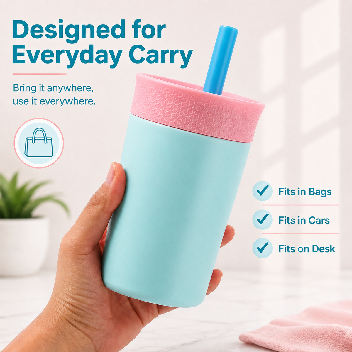 Cotton Candy - Pink - Kids Stainless Steel Straw Tumbler 12oz (360ml)