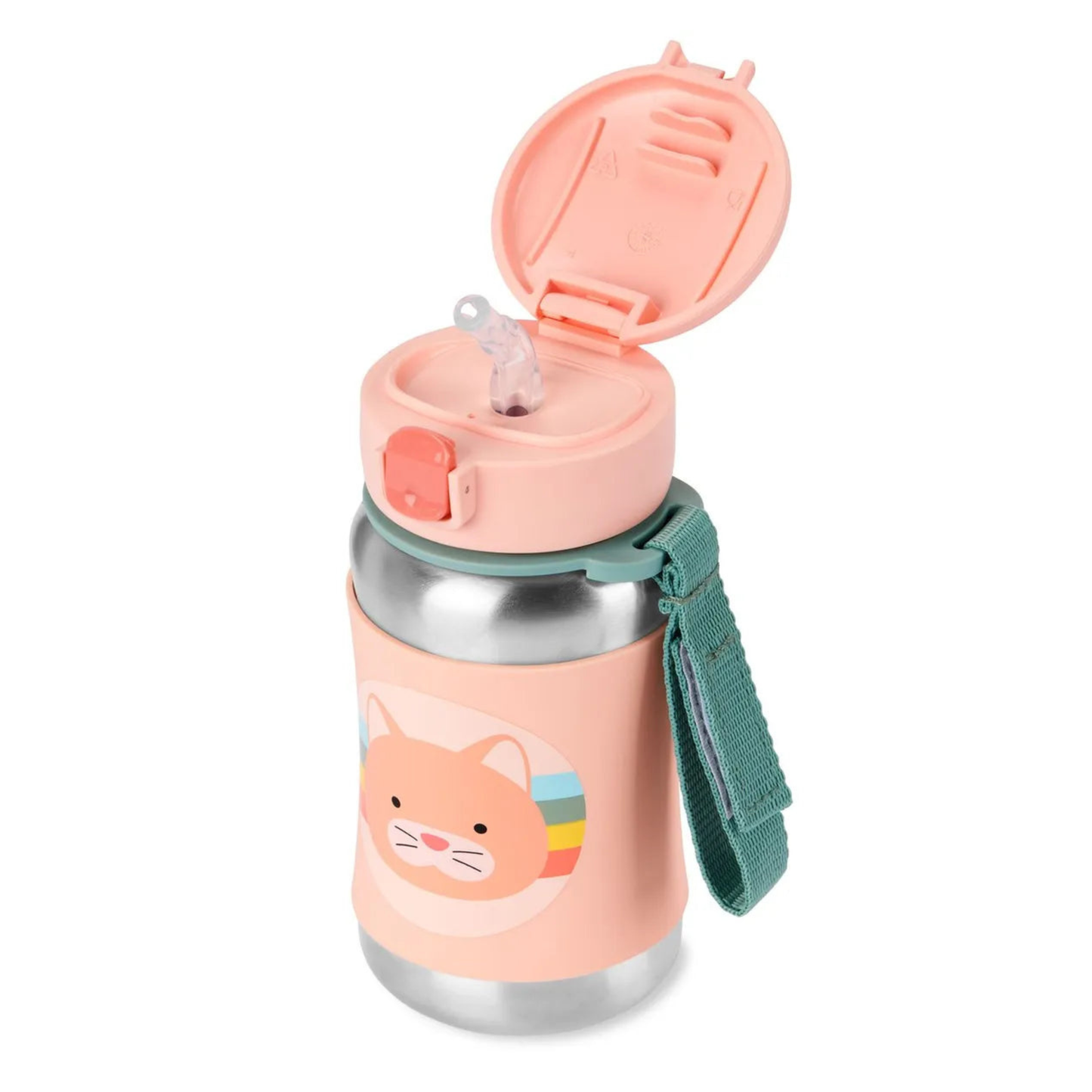Skip Hop - Zoo - Cat - Stainless Steel Straw Bottle - 350ml