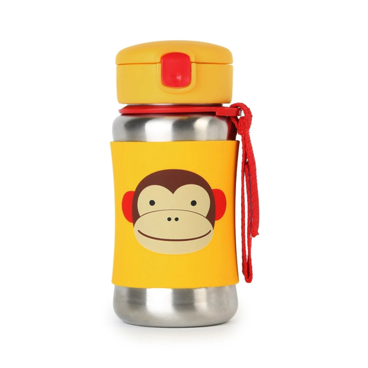 Skip Hop - Zoo - Monkey - Stainless Steel Straw Bottle - 350ml