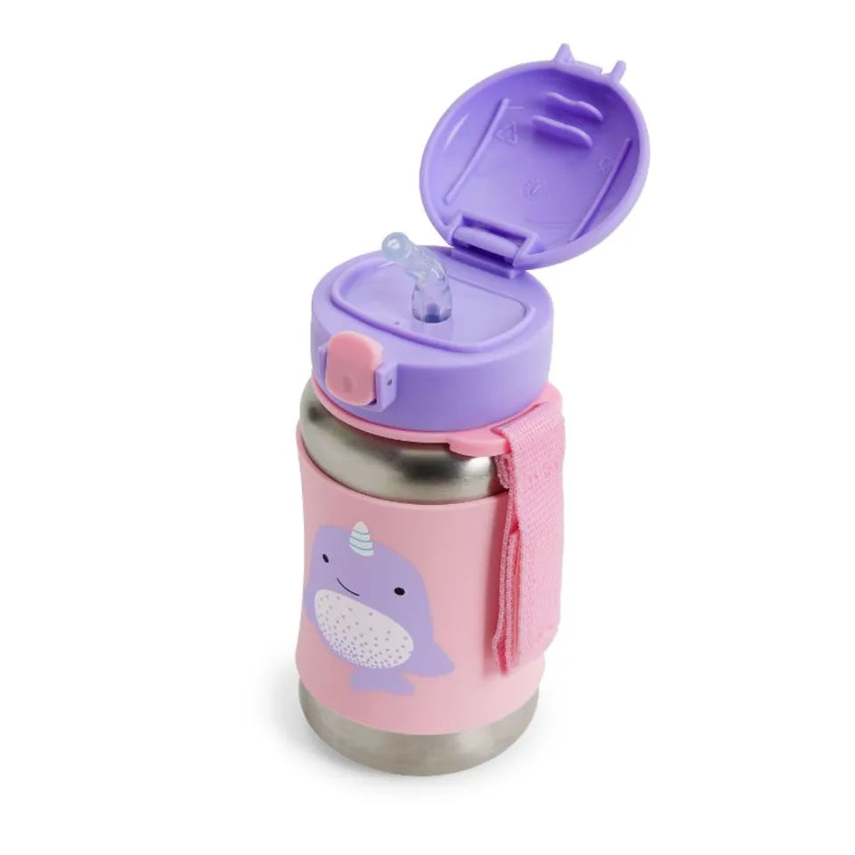 Skip Hop - Zoo - Narwhal - Stainless Steel Straw Bottle - 350ml