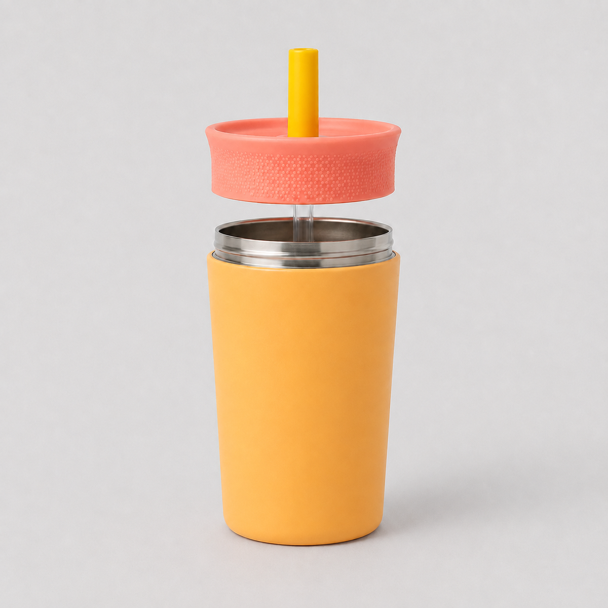Sunset Mango - Yellow and Pink - Kids Stainless Steel Straw Tumbler 12oz (360ml)