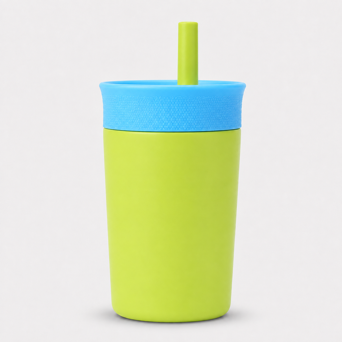 Tropical Splash - Green and Sky Blue - Kids Stainless Steel Straw Tumbler 12oz (360ml)