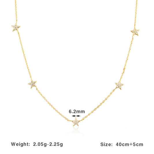Star Pendant Necklace - 18K Gold & Platinum 925 Silver