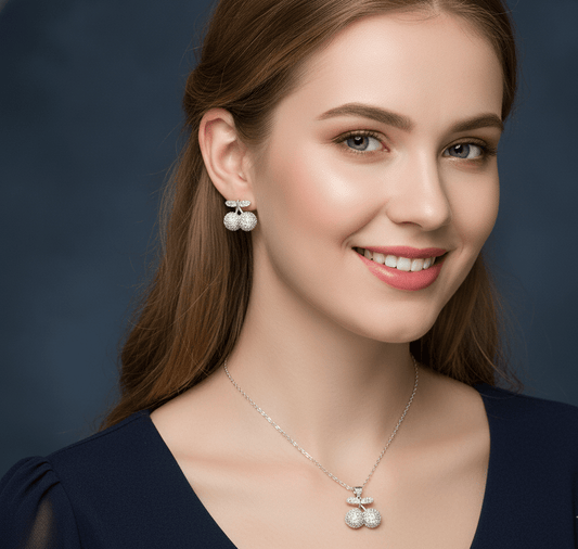 Cherry Sparkle Crystal Jewelry Set - Zambeel