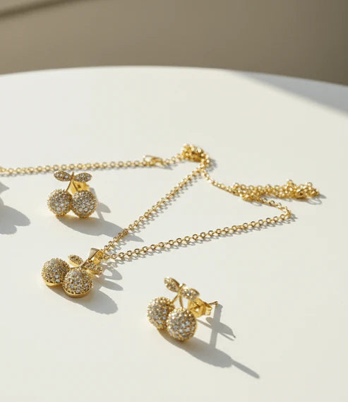Cherry Sparkle Crystal Jewelry Set