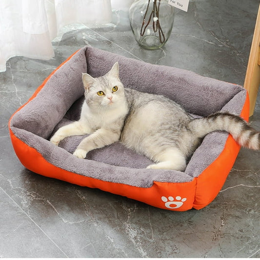 Premium Soft Rectangular Pet Bed for Cats & Small Dogs - Cozy Cushioned Sleeping Mat, Raised Edges, Non-Slip Base