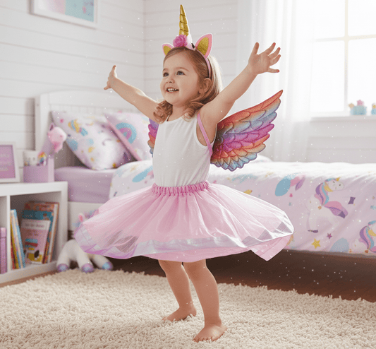 Girls Pink Unicorn Fairy Costume