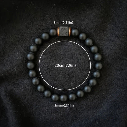 Men's Volcanic Stone Bracelet Square Black Agate