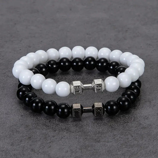 🏋️♂️ Silver Elastic Dumbbell Bracelet (Unisex) – Stylish • Durable • Meaningful